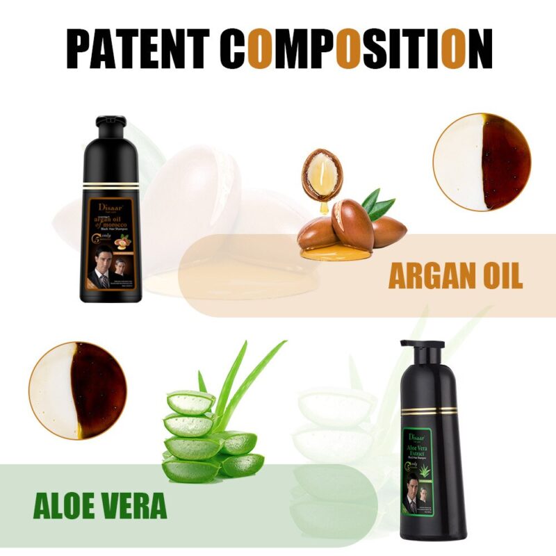 Disaar 400ML Black Hair Dye Shampoo Argan Oil Natural Plant Essence Permanent Hair Dye Shampoo Black 5 Minute Fast Dye Hair - Image 5