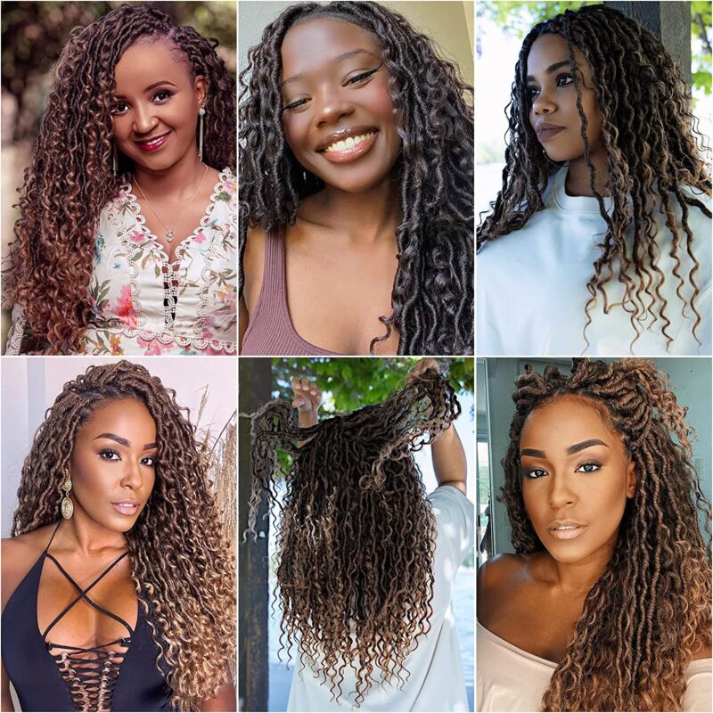 دانسما 18 بوصة الاصطناعية مجعد فو Locs الكروشيه الشعر آلهة Locs الكروشيه الشعر الهبي Locs الضفائر بوهيميا Locs الشعر التمديد - Image 6