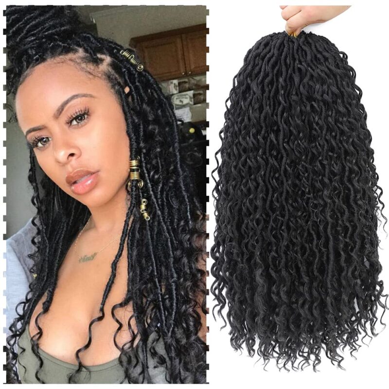 دانسما 18 بوصة الاصطناعية مجعد فو Locs الكروشيه الشعر آلهة Locs الكروشيه الشعر الهبي Locs الضفائر بوهيميا Locs الشعر التمديد